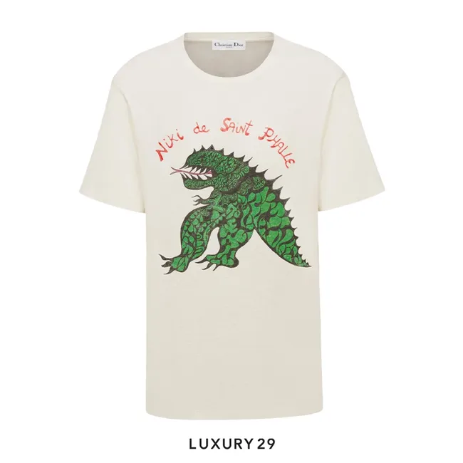 DIOR Crew Neck Linen Other Animal Patterns Cotton Short Sleeves