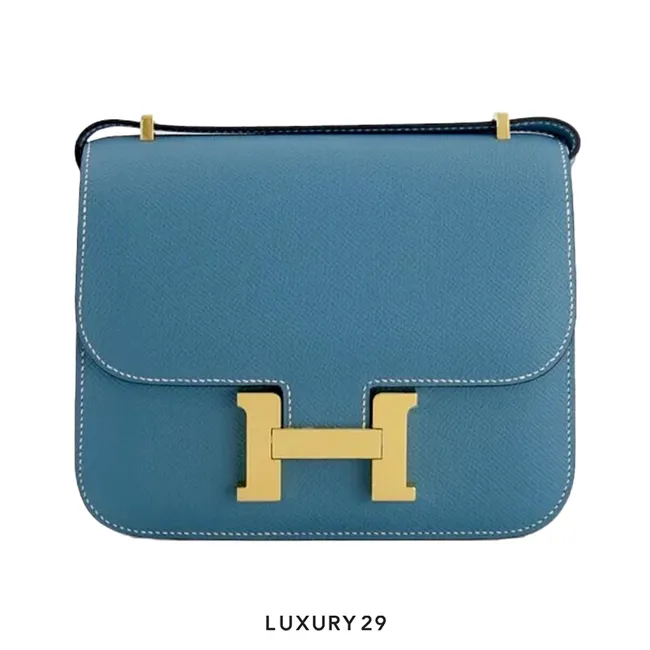 Hermes SAC Constance III Mini Gold Hardware Denim Effrange Blue Clair