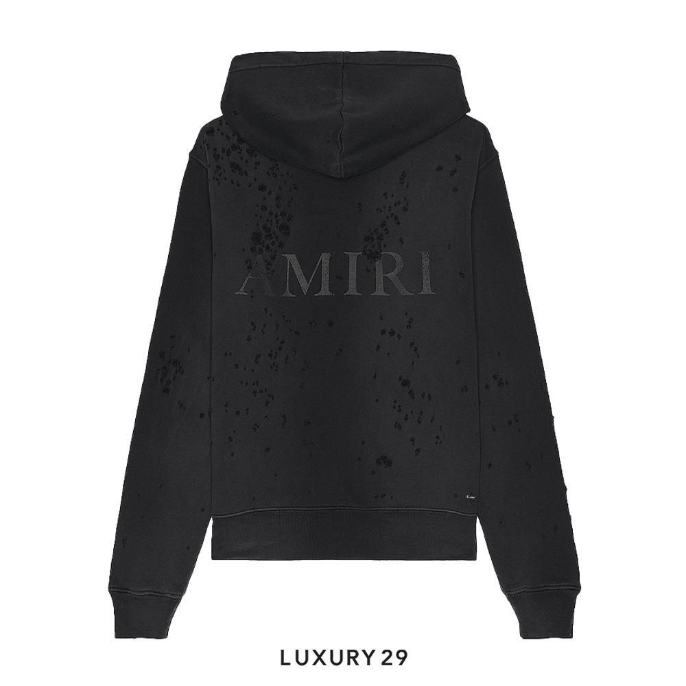 AMIRI MA LOGO SHOTGUN ZIP HOODIE FADED BLACK(L, Black)