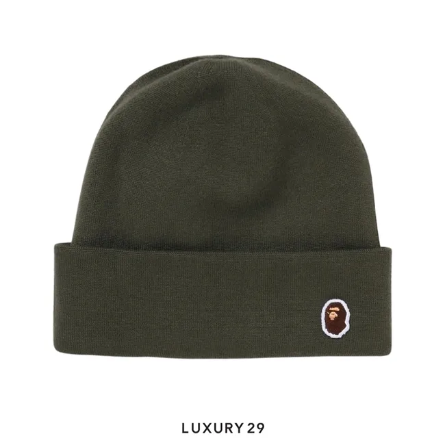 A Bathing Ape  Men's Goods APE HEAD ONE POINT KNIT CAP Green