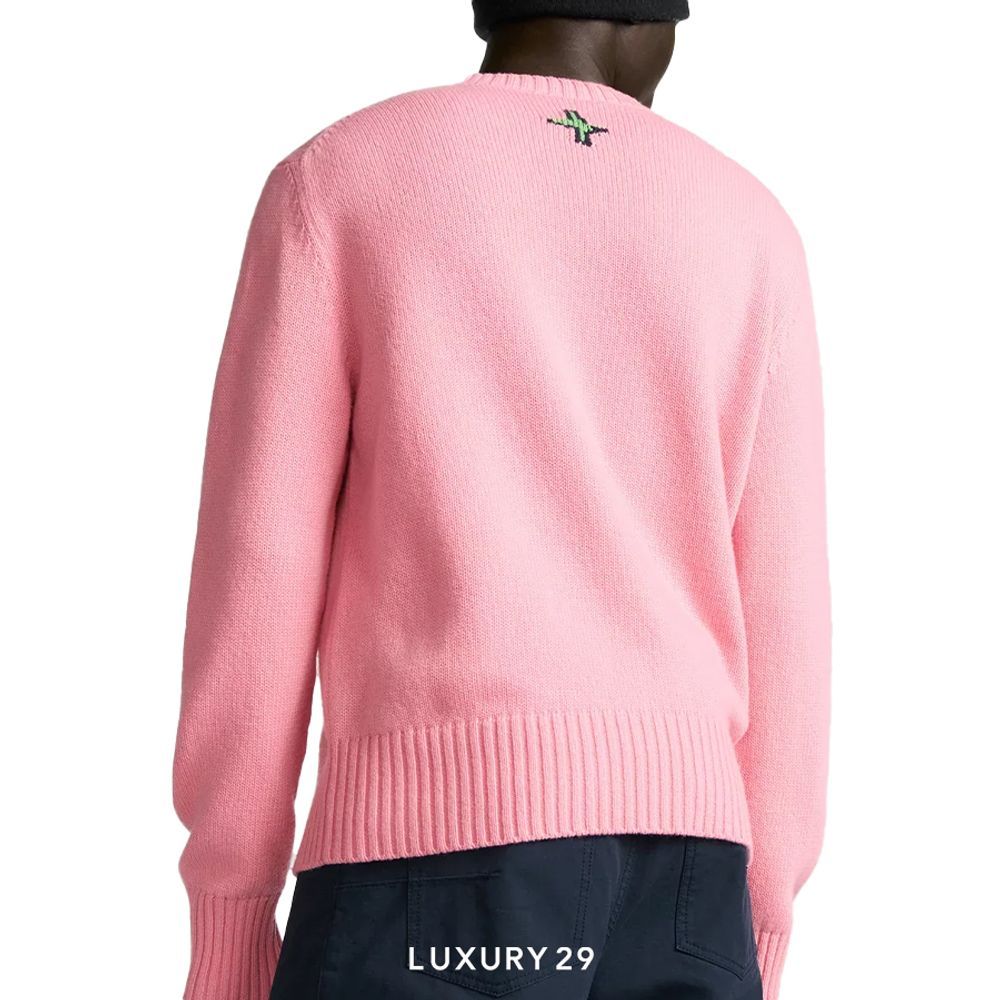 DIOR AND LEWIS HAMILTON Sweater Pink Virgin Wool and Cashmere Intarsia(L, Pink)