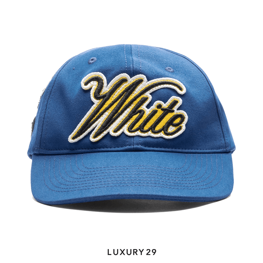 Off-White World Varsity Baseball Cap 'Blue/Yellow'(Free Size, Blue)