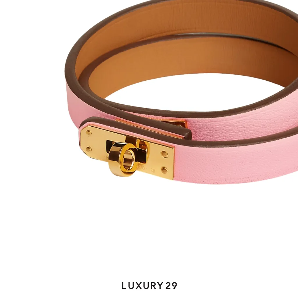 Hermes Mini Kelly Double Tour bracelet Rose Sakura(Small, Pink)
