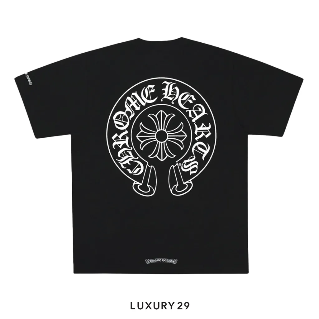 Chrome Hearts Horseshoe Logo T-Shirt Black/White(S, Black)