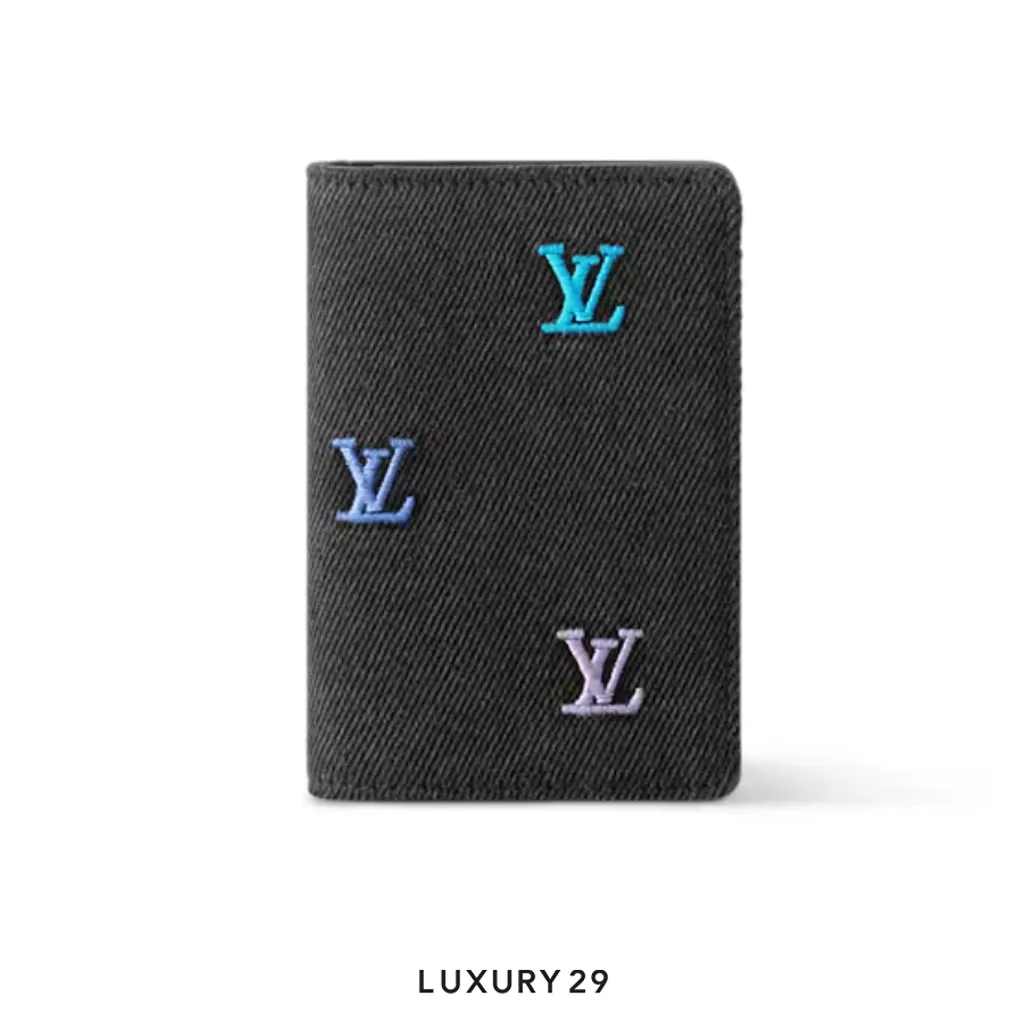 Louis Vuitton LV Pocket Organizer LV Blason Denim Gradient Blue(Small, Black)