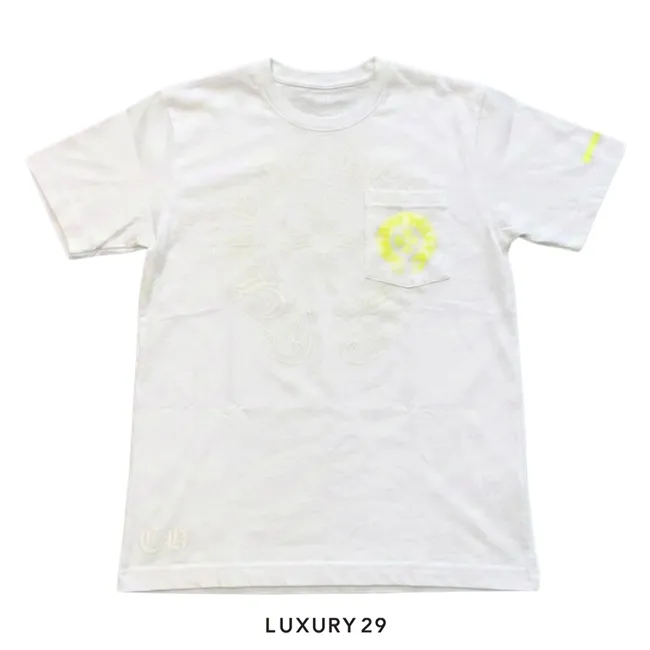 Chrome Hearts Neon Yellow Horseshoe Pocket T-Shirt White