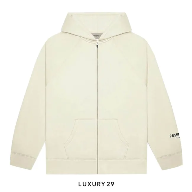 Essentials Fear Of God Full Zip Hoodie Buttercream