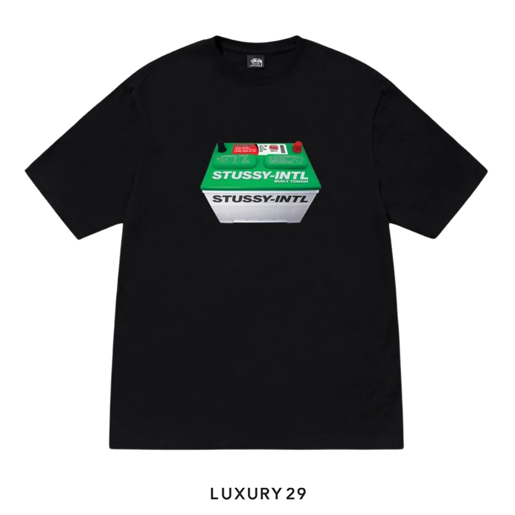 STUSSY BATTERY TEE BLACK(M, Black)