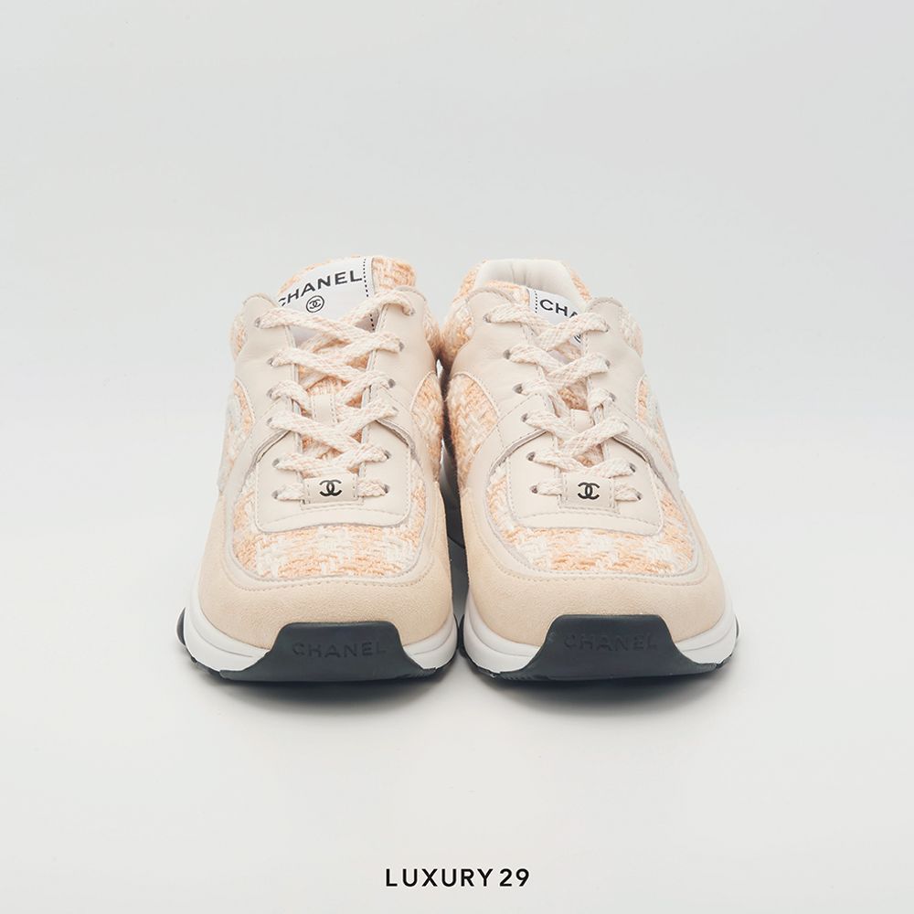 Chanel Trainers Coton Tweed, Suede Calfskin & Calfskin Orange & Ecru(41, Orange)