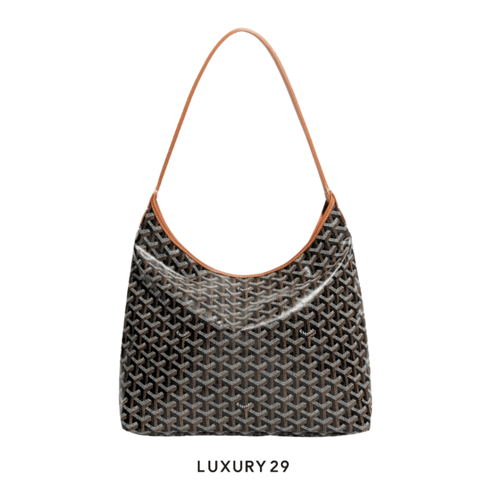 Goyard Boheme Hobo Bag Black & Tan(Small, Brown)
