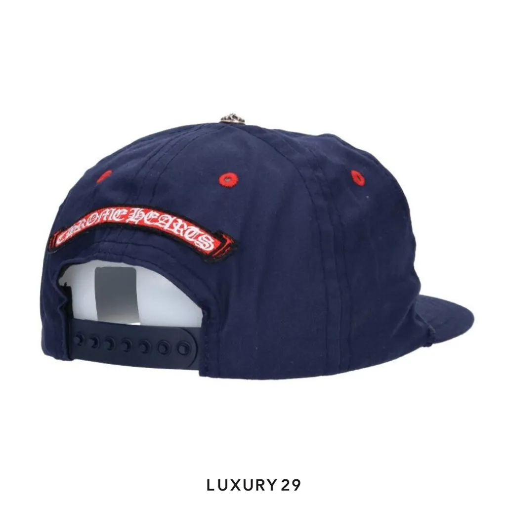 Chrome Hearts Triple Cross Embroidered Cap Navy(Small, Blue)