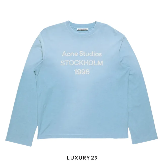Acne Studios Sprayed 1996 logo Long-sleeve crewneck t-shirt Faded blue