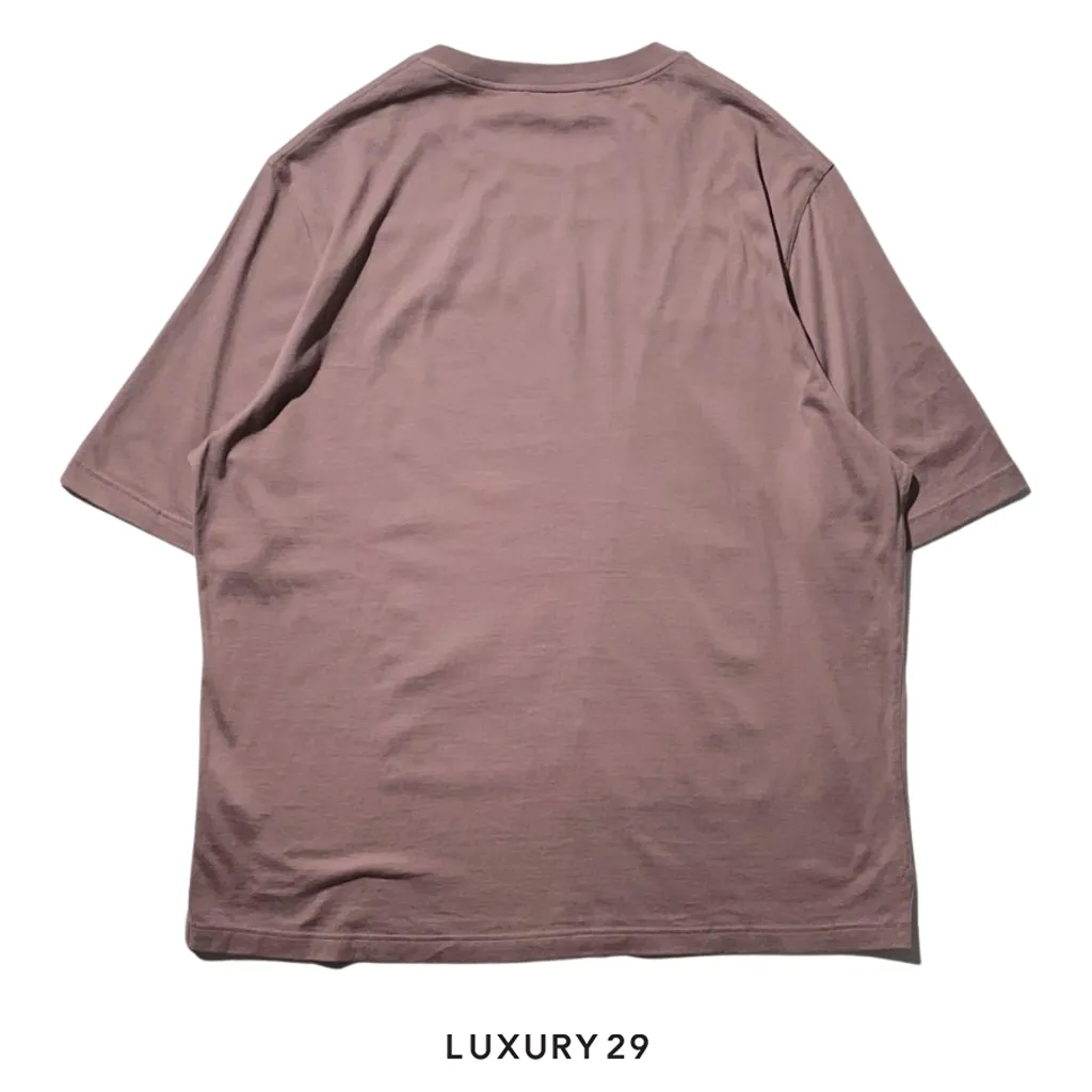 Hermes Cotton Silk Crew Neck T-shirt Smokey Pink(XL, Pink)
