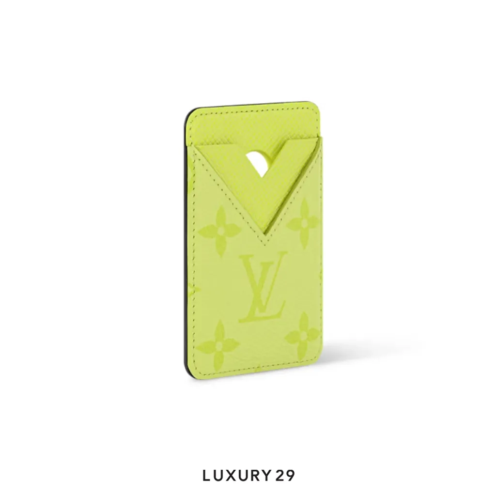 Louis Vuitton LV Porte-Cartes Magnet Monogram coated canvas and Taiga cowhide leather Lemon Yellow(Small, Yellow)