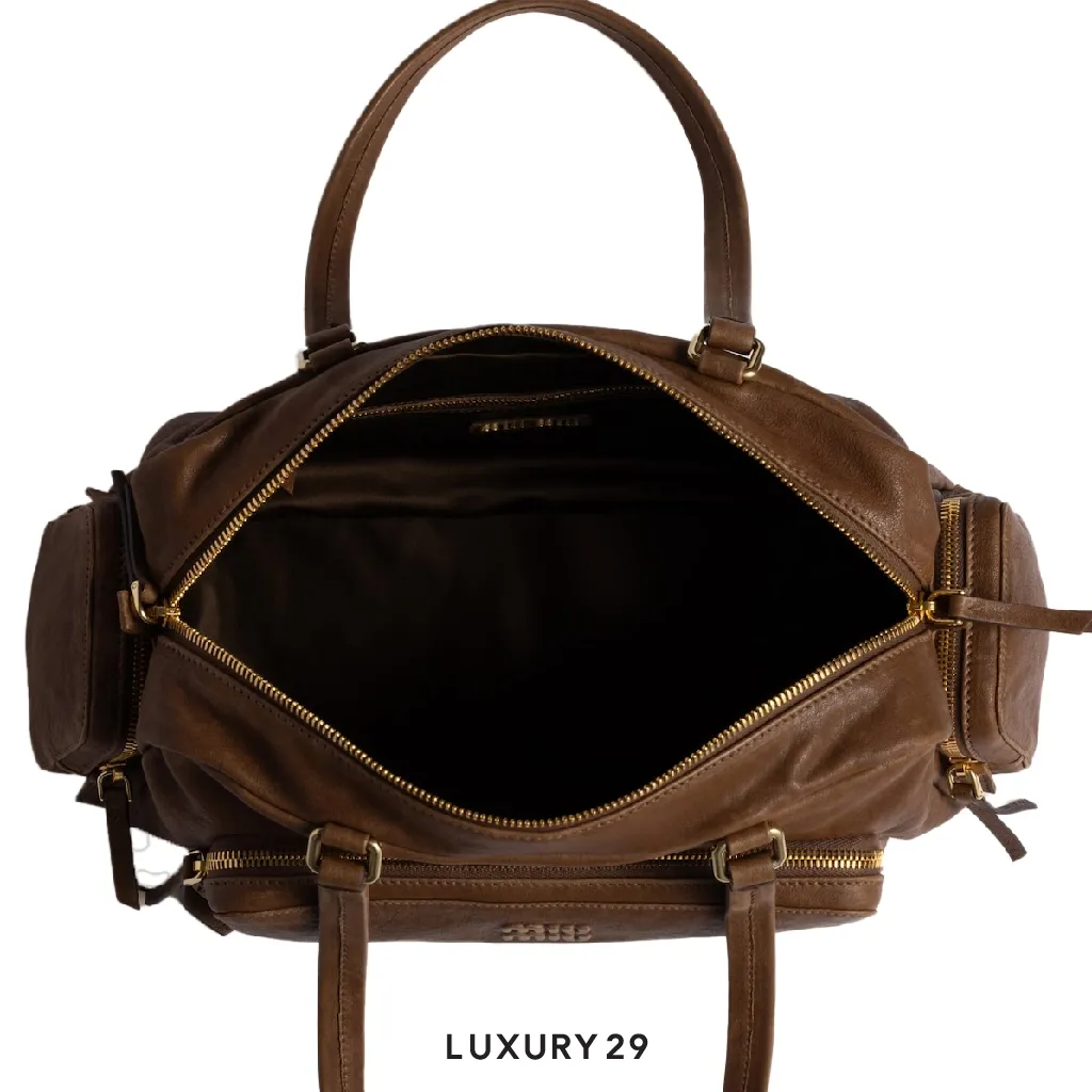 Miu Miu Pocket washed nappa leather bag Brown(Medium, Brown)
