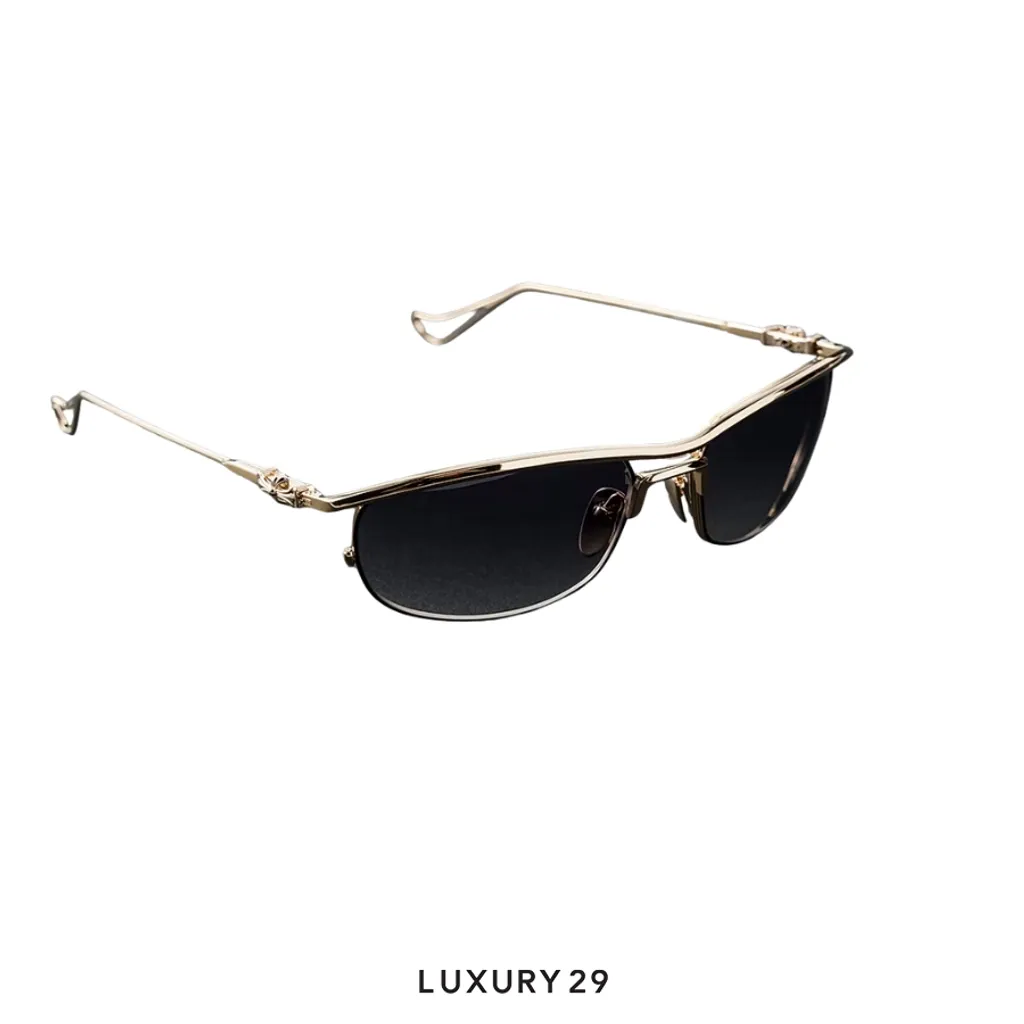 Chrome Hearts Sunglasses Black lenses Big cross Gold(Free Size, Black)
