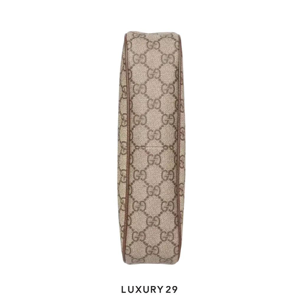 Gucci Ophidia small shoulder bag Beige and dark brown GG Supreme(Small, Brown)