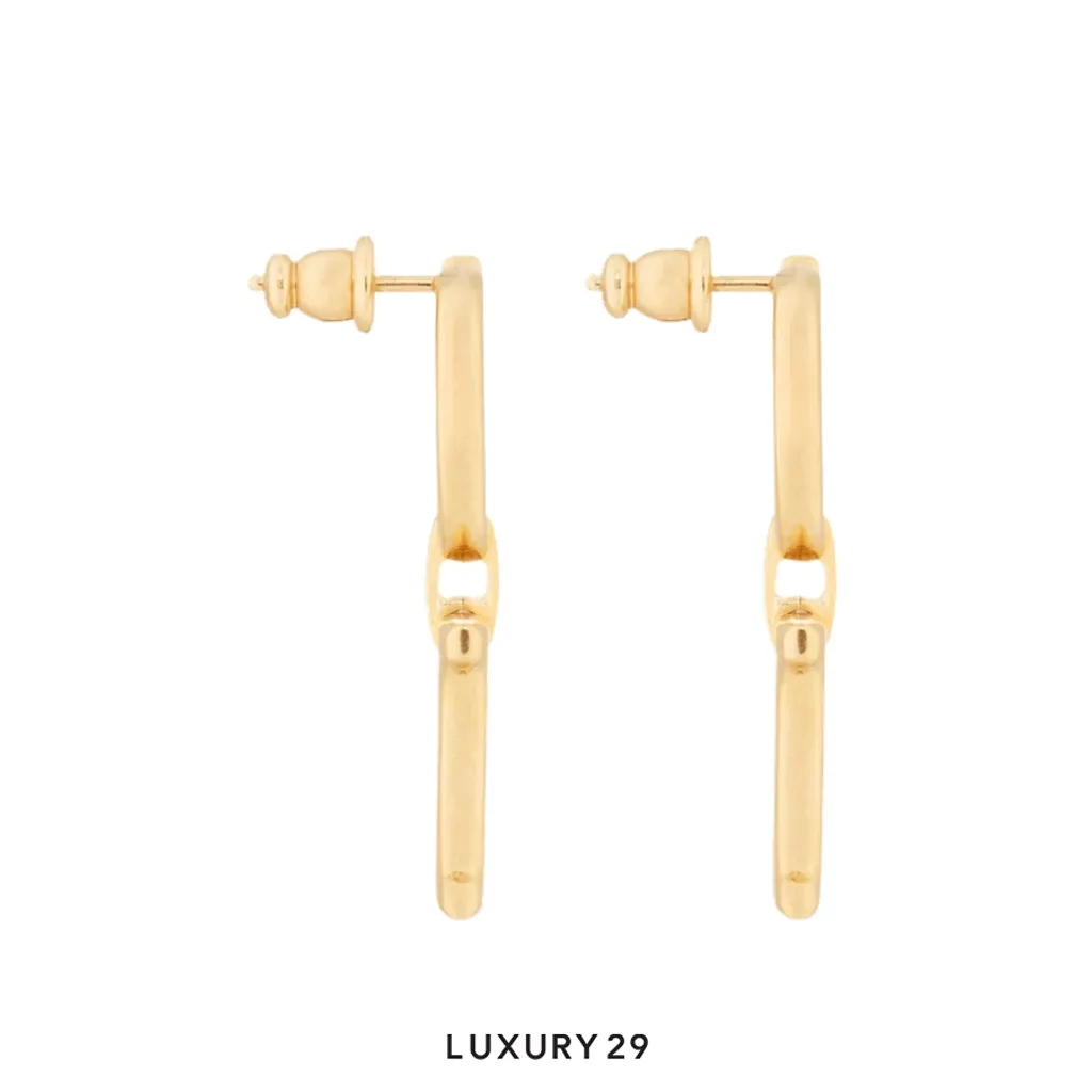 Dior Saddle Earrings Gold-Finish Metal(Free Size, Gold)