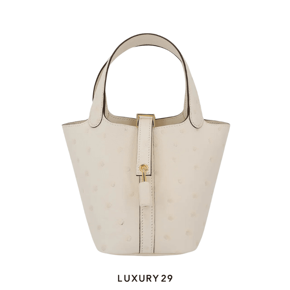 Hermes Picotin Lock 18 Nata Ostrich Gold Hardware / B Stamp (2023)(Medium, Neutrals)