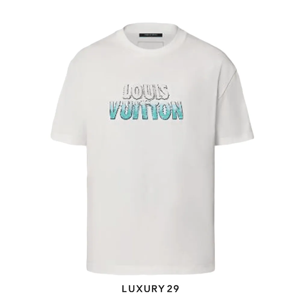 Louis Vuitton LV Embroidered Beads Cotton T-Shirt Louis Vuitton LV Embroidered Beads Cotton T-Shirt
