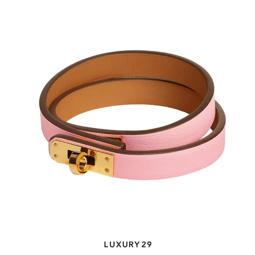 Hermes Mini Kelly Double Tour bracelet Rose Sakura(Small, Pink)