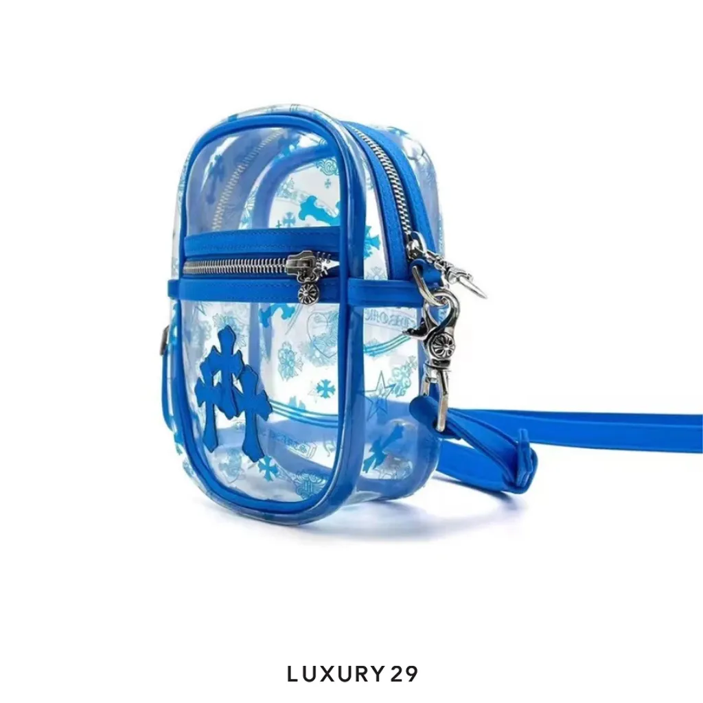 Chrome Hearts Blue Triple Cross PVC Taka Crossbody bag Blue(Mini, Blue)