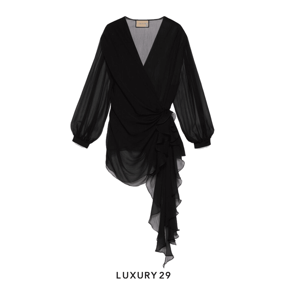 Gucci Silk chiffon top in black(XS, Black)