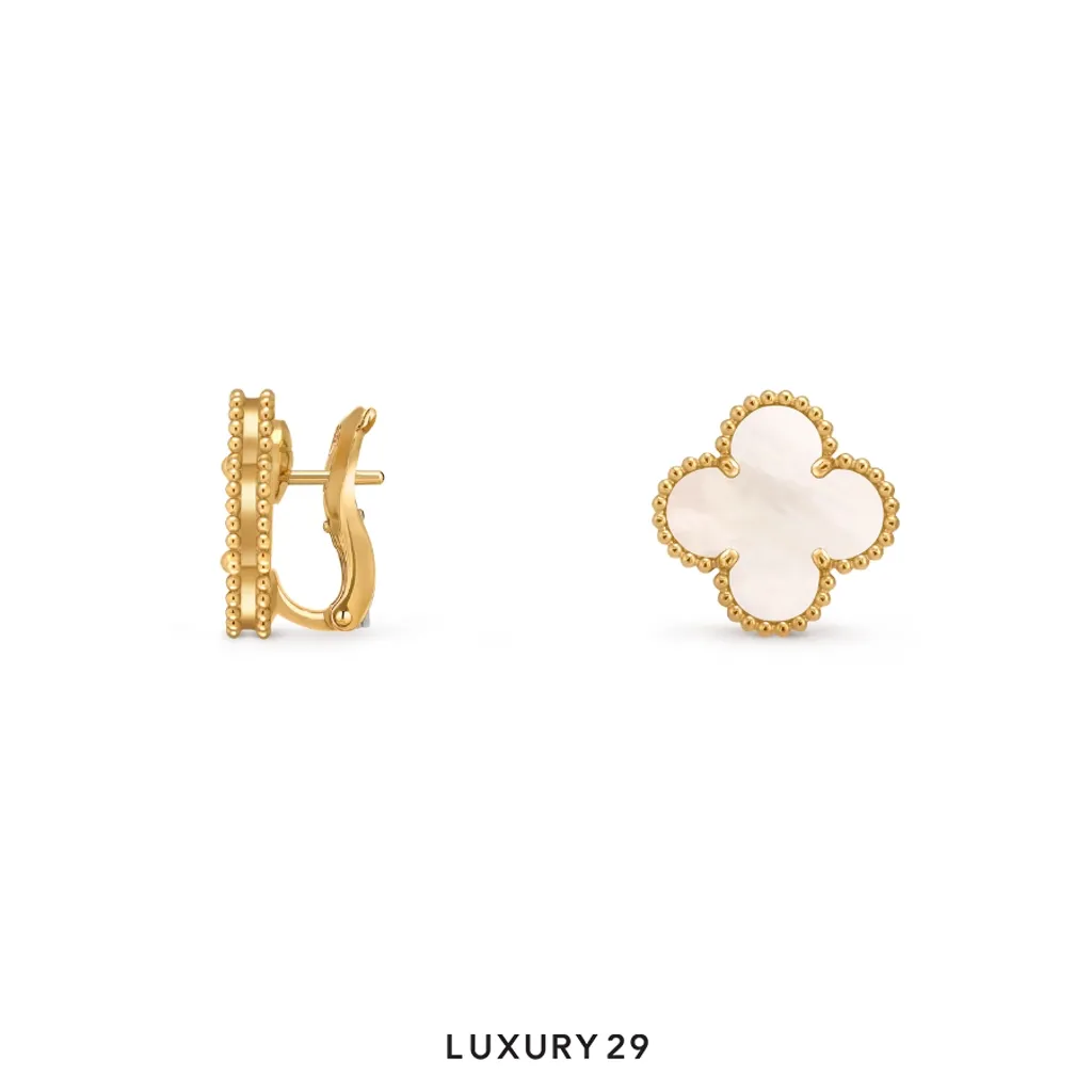 Van Cleef & Arpels Vintage Alhambra earrings 18K yellow gold, Mother-of-pearl(Free Size, White)