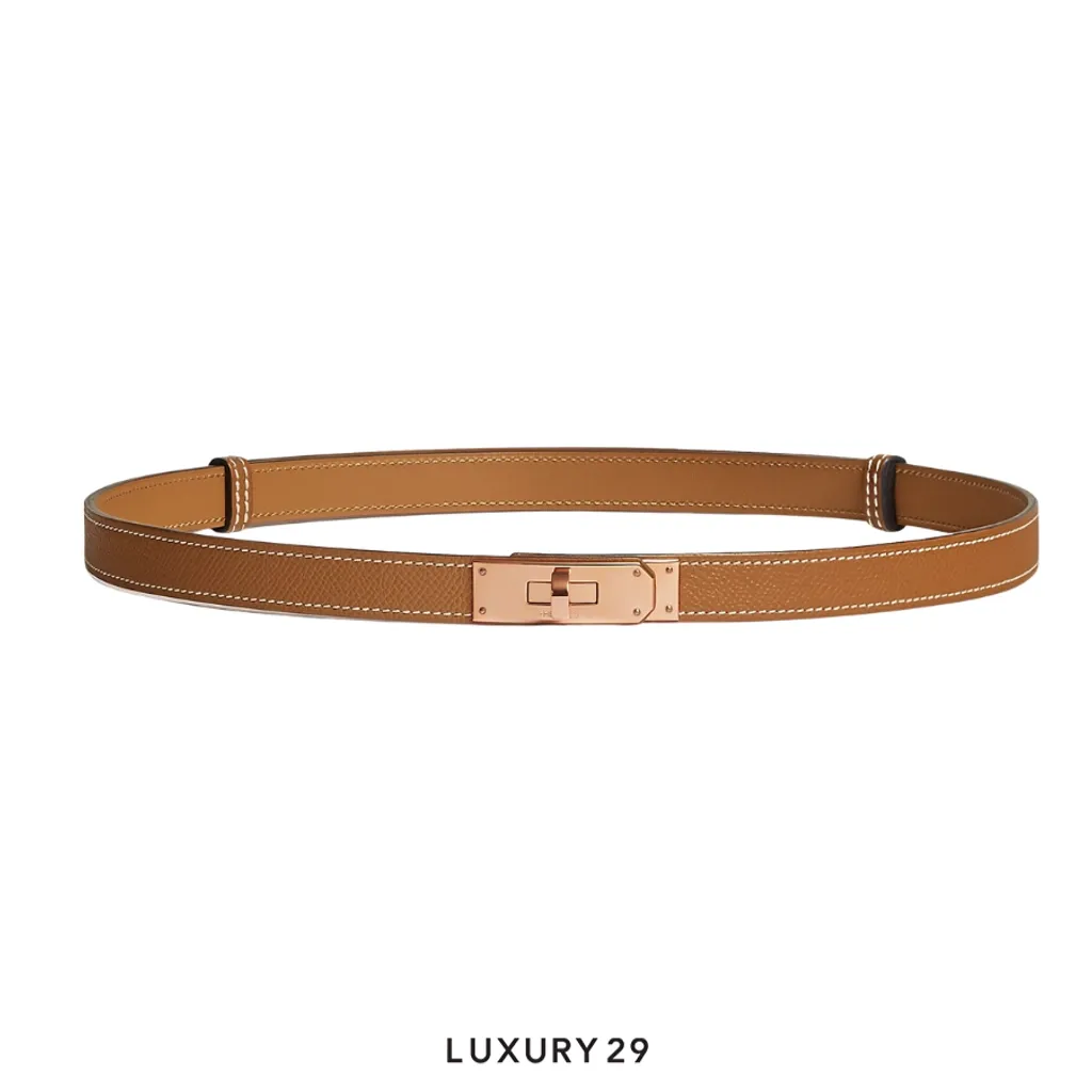 Hermes Kelly 18 belt Rose Gold Hardware Gold(Free Size, Gold)
