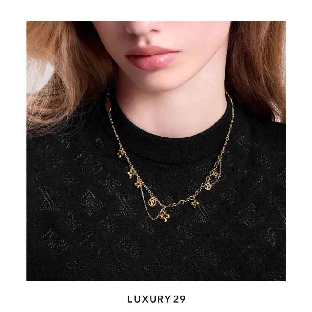 Louis Vuitton LV Icon Blooming Supple Necklace(Free Size, Gold)