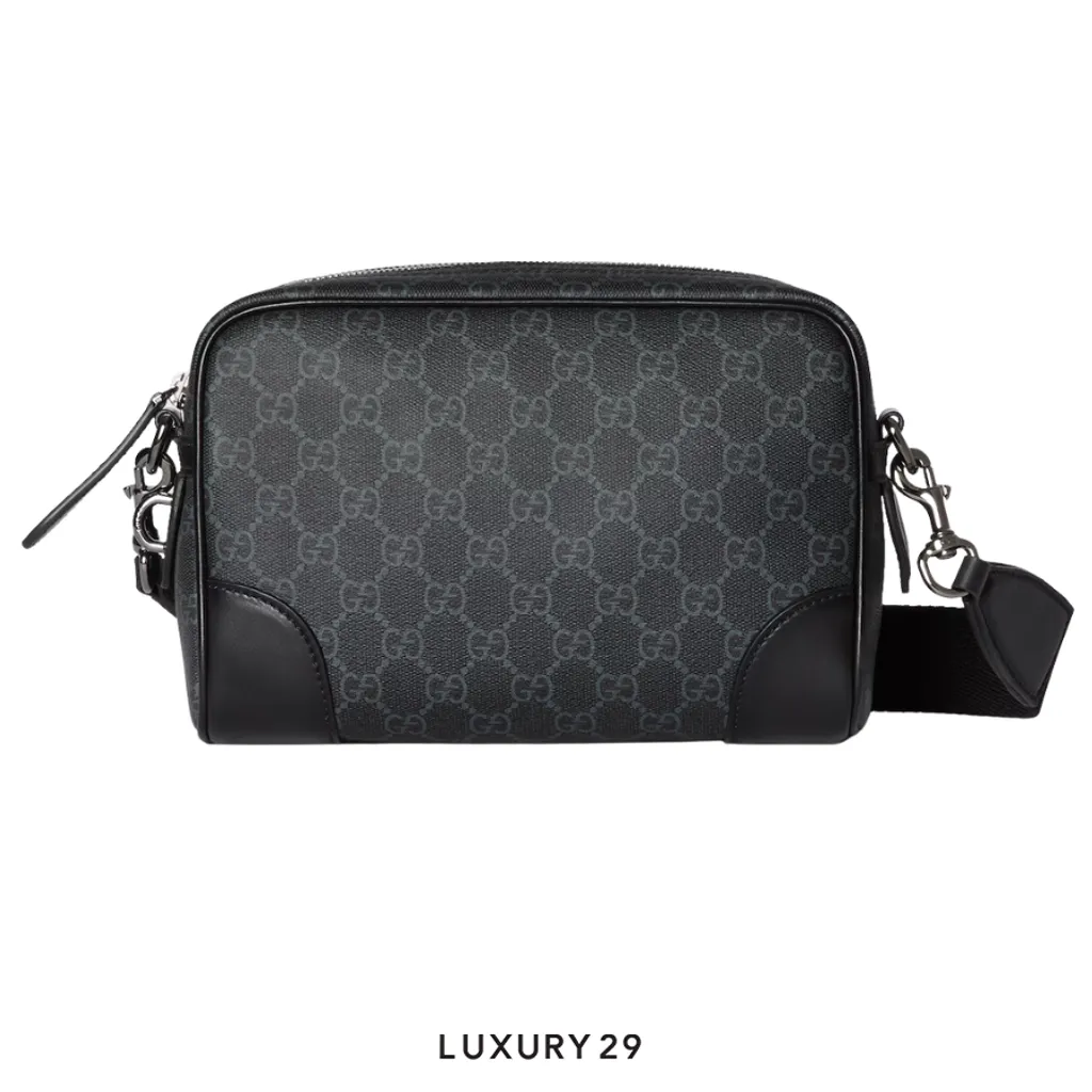 Gucci GG Emblem small crossbody bag Black new GG Monogram coated fabric(Small, Black)