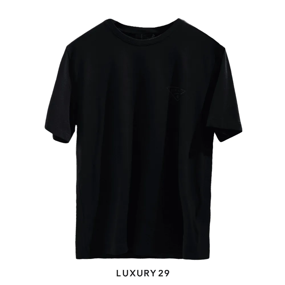 Prada Girocollo M/C Cotone STR+RE-NYLON PIUMA INCHIOSTRO