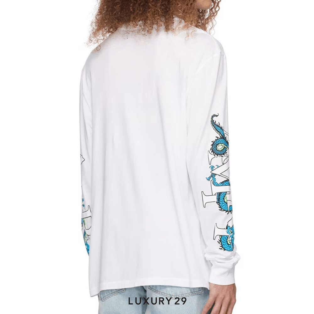 Amiri LUNAR NEW YEAR DRAGON LONG SLEEVE TEE - White