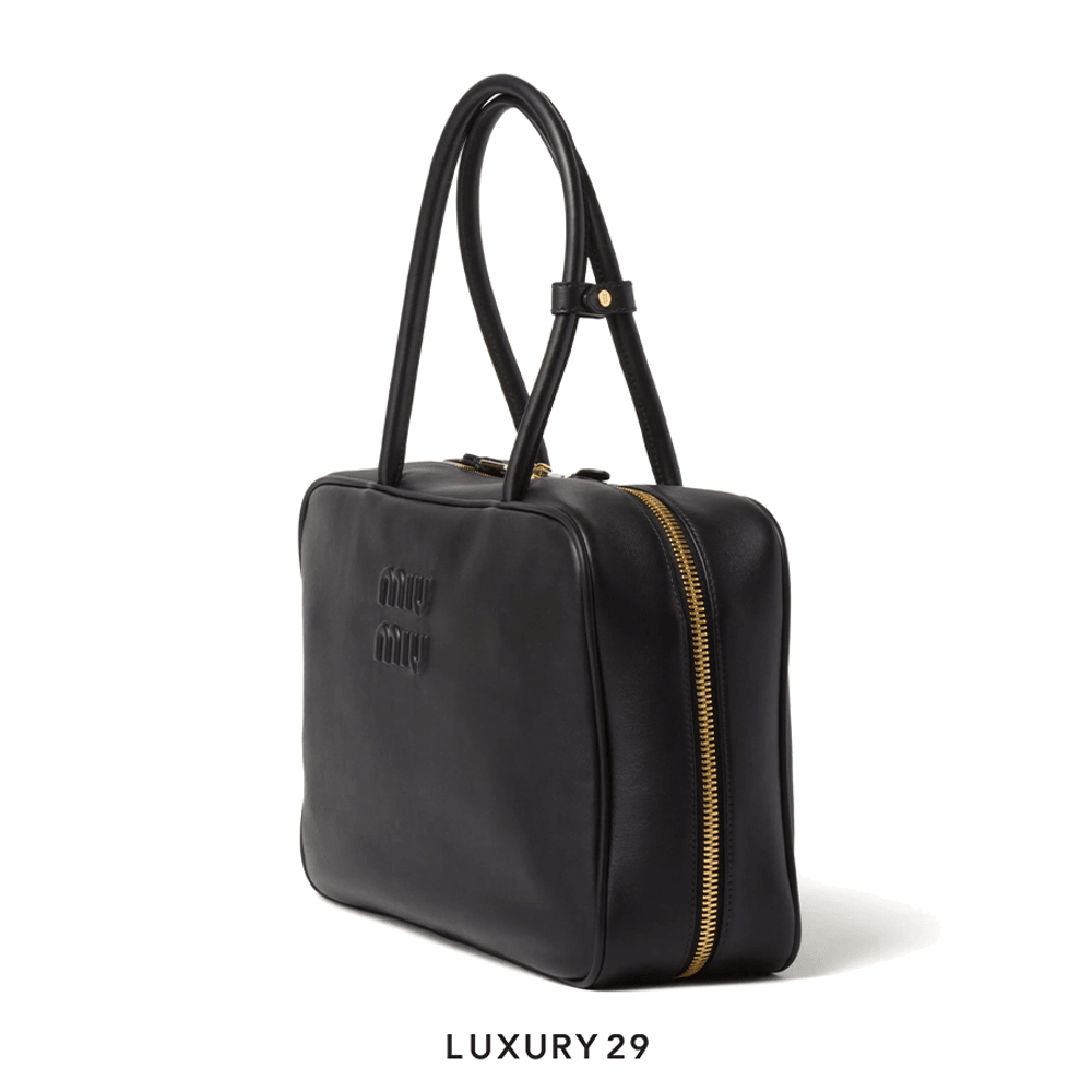 Miu Miu Leather Beau Bag Black(Medium, Black)