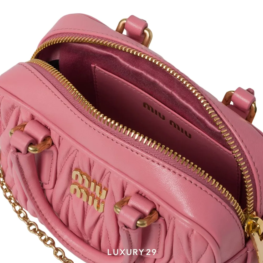 Miu Miu Arcadie Matelasse nappa leather micro-bag Petal Pink(Micro, Pink)