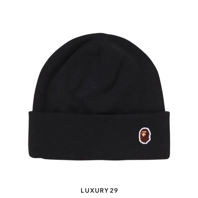 A Bathing Ape Men's Goods APE HEAD ONE POINT KNIT CAP Black