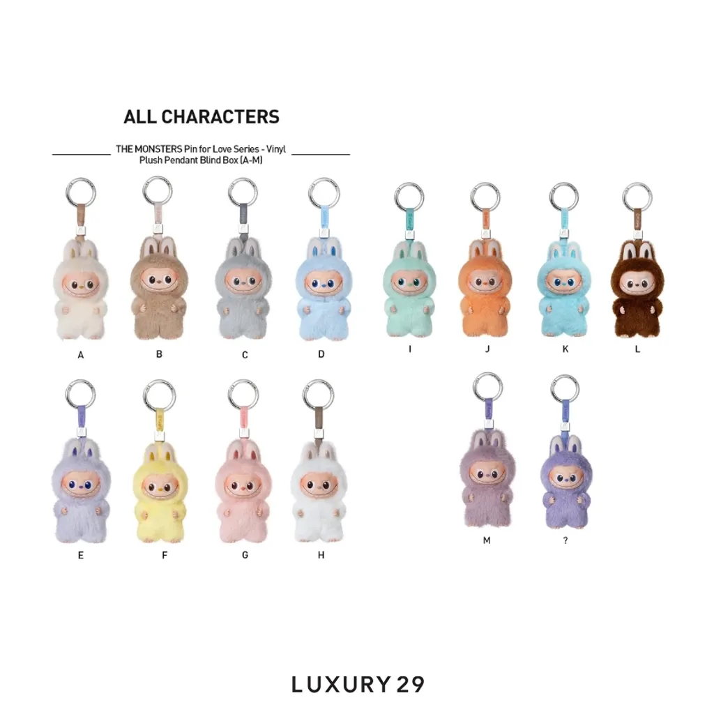 Pop Mart THE MONSTERS - Pin For Love Series Vinyl Plush Pendant Blind Box (A-M)(Small, Multicolour)