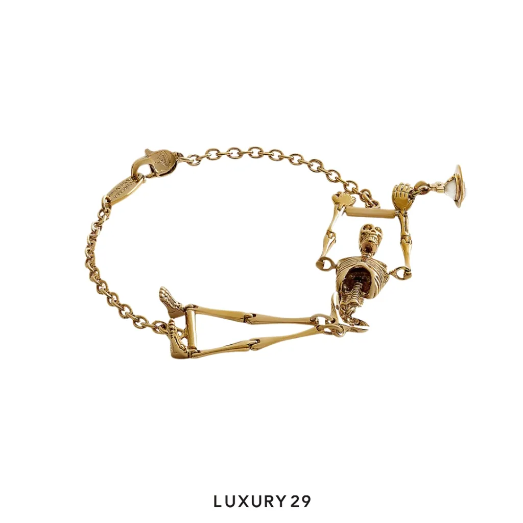 Vivienne Westwood Skeleton Bracelet Gold/Ivory Enamel(Free Size, Gold)