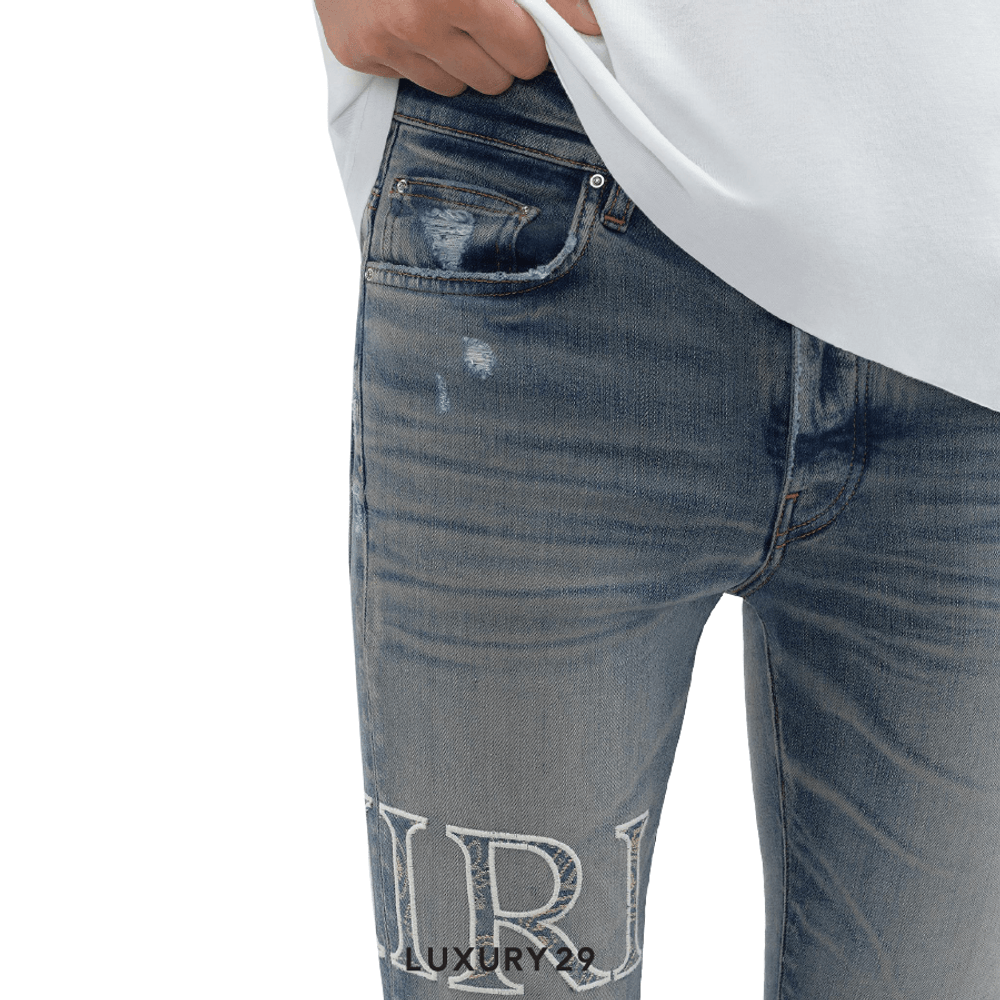 Amiri CORE LOGO BANDANA JACQUARD JEAN Vintage Indigo(M, Blue)
