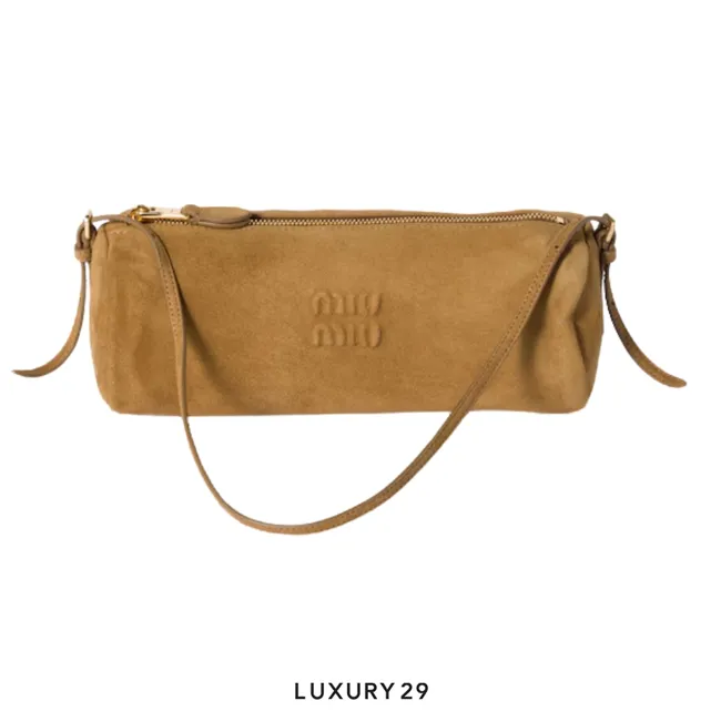 MIU MIU Suede pouch Olive Green