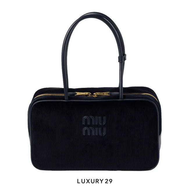 Miu Miu Beau Corduroy Top-Handle Bag Navy