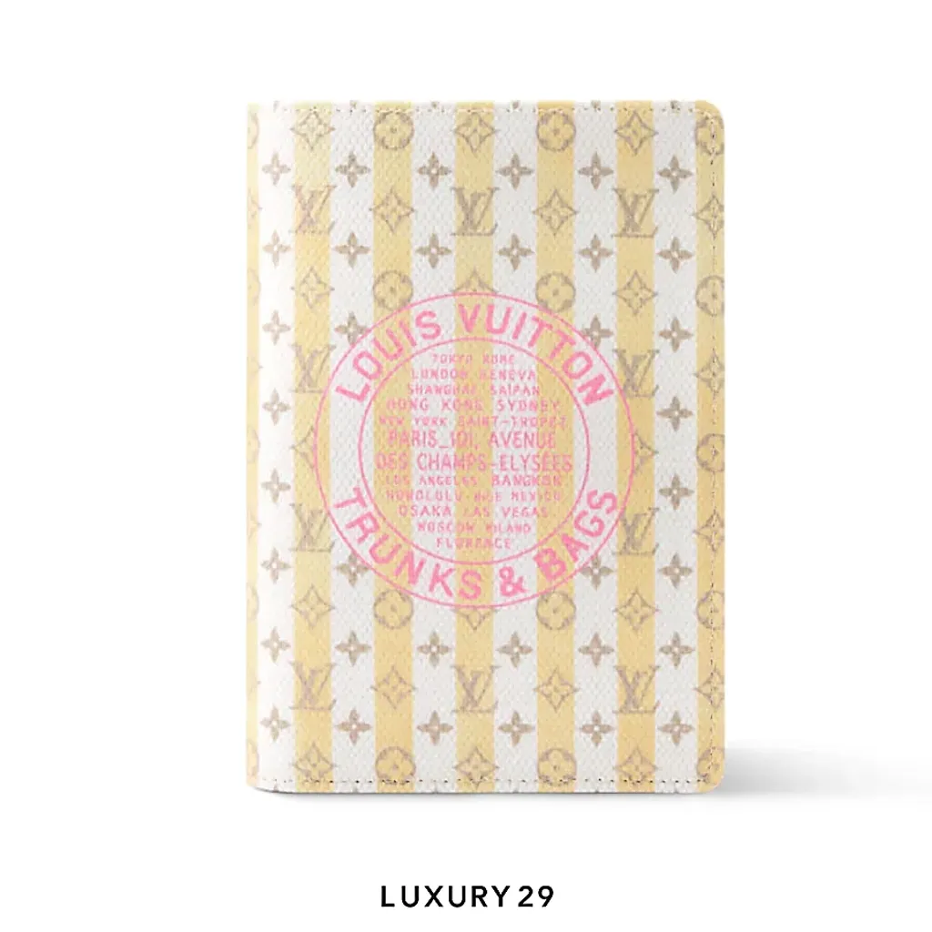Louis Vuitton LV Passport Cover Banana Yellow with LV Stamp Monogram Canvas(Small, Yellow)