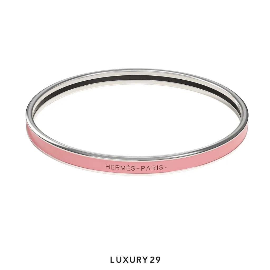 Hermes Uni bangle Silver Hardware Bracelet Rose Fever(Free Size, Pink)