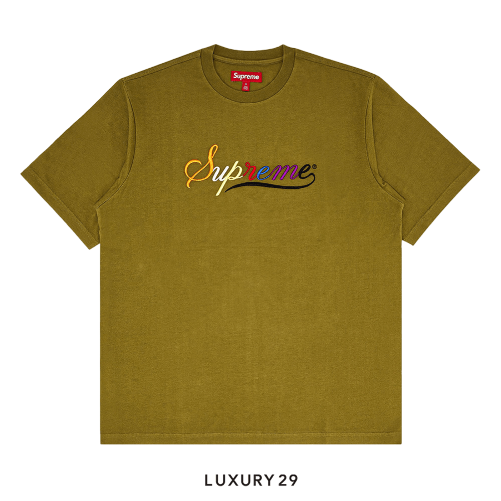 Supreme Cursive Short-Sleeve Top Dusty Olive(M, Green)
