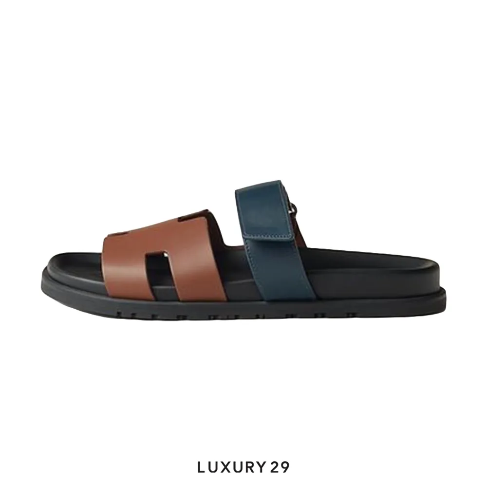 Hermes Chypre sandal Gold / Bleu Celeste(45, Multicolour)