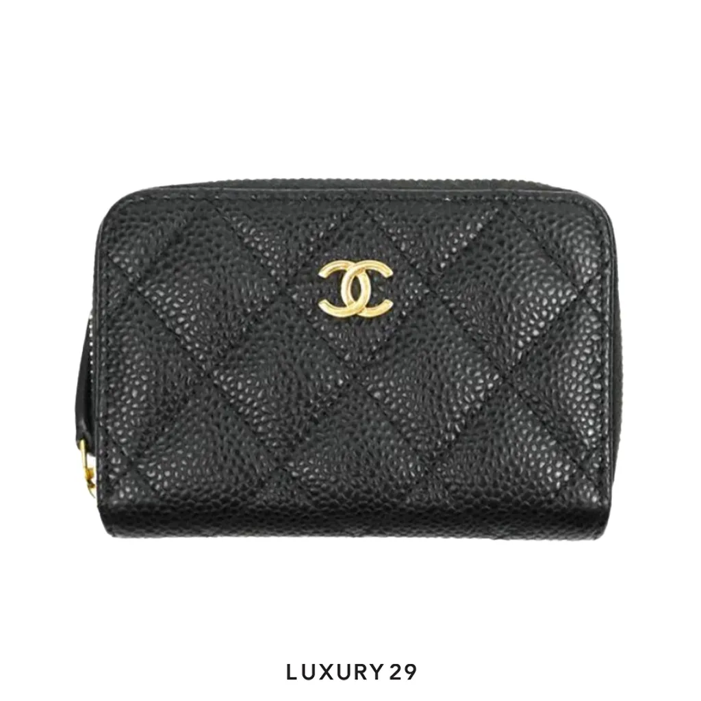 Chanel Classic Zipped Coin Purse Gold Hardware(Small, Black)