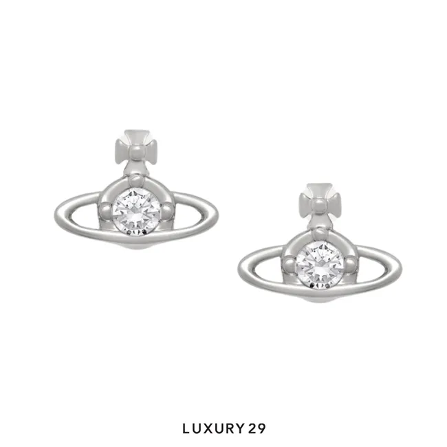 Vivienne Westwood Nano Solitaire Earrings Platinum/Crystal