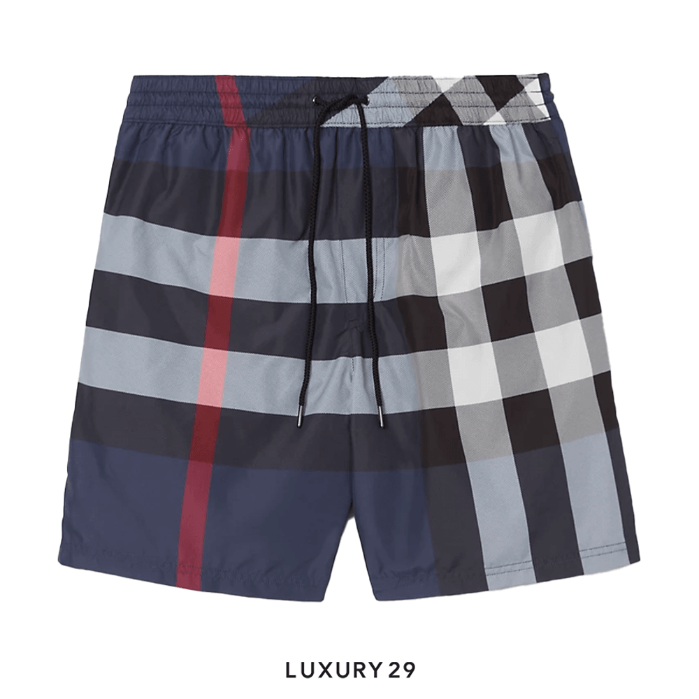 Burberry Check Swim Shorts Carbon blue(S, Blue)