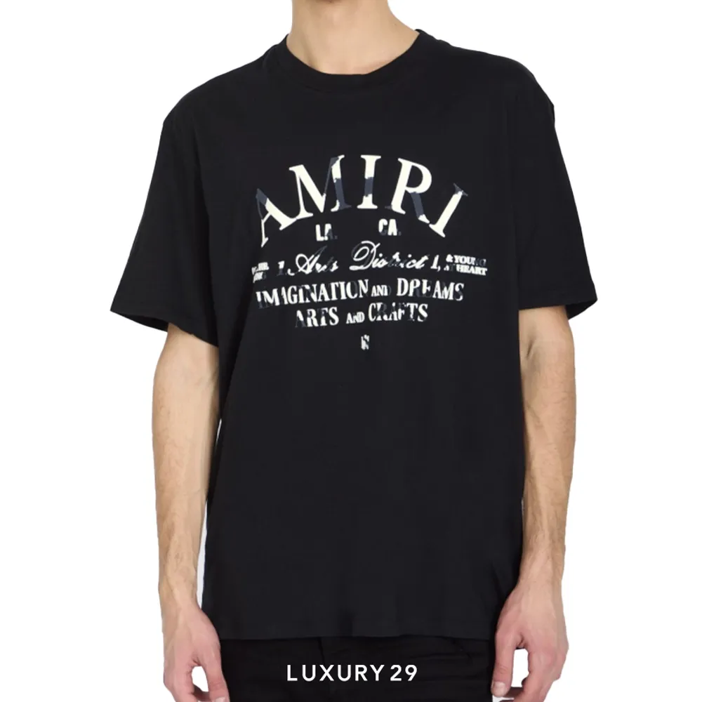 AMIRI DISTRESSED ARTS DISTRICT TEE - BLACK(M, Black)