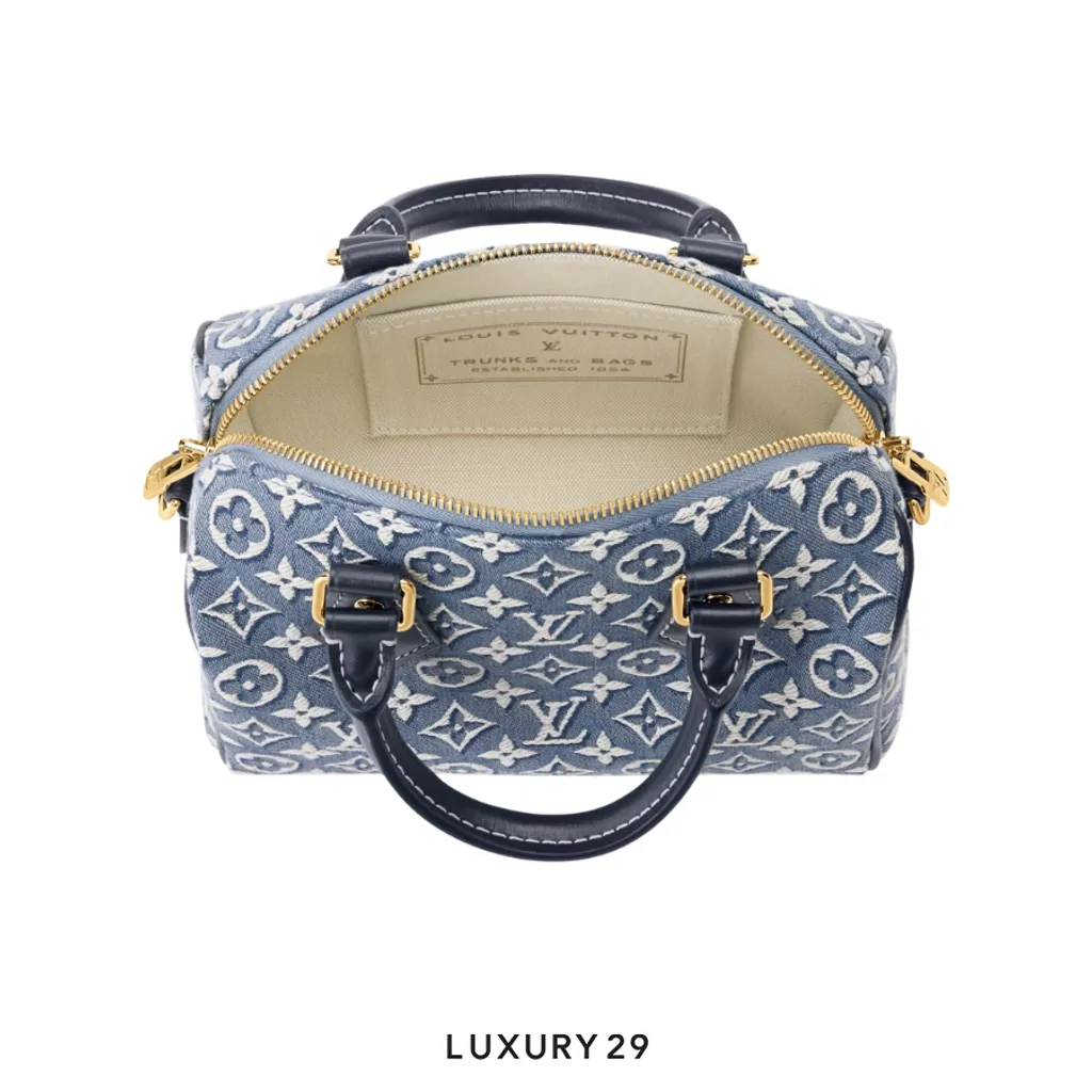 Louis Vuitton LV Speedy Bandouliere 20 bag Monogram Bleu pattern(Small, Blue)